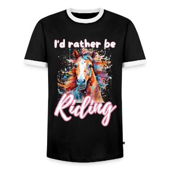 Je préfère monter à cheval fille splash art - T-shirt contrasté Homme - noir/blanc - Devant - AI Model Female 172 light (172cm) & AI Model Male 178 light (178cm)
