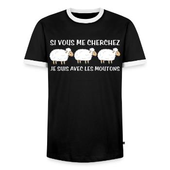 Cadeau agriculteur éleveur de moutons - T-shirt contrasté Homme - noir/blanc - Devant - AI Model Female 172 light (172cm) & AI Model Male 178 light (178cm)
