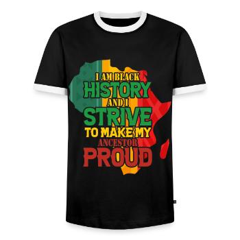 Black History Month Black History - Männer Kontrast-T-Shirt - Schwarz/Weiß - Vorne - AI Model Female 172 light (172cm) & AI Model Male 178 light (178cm)
