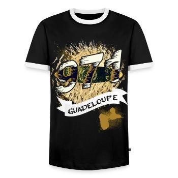Belle idee cadeau souvenir carte de la guadeloupe - T-shirt contrasté Homme - noir/blanc - Devant - AI Model Female 172 light (172cm) & AI Model Male 178 light (178cm)