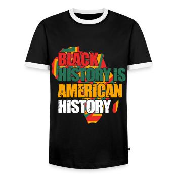 Black History Month Black History - Männer Kontrast-T-Shirt - Schwarz/Weiß - Vorne - AI Model Female 172 light (172cm) & AI Model Male 178 light (178cm)