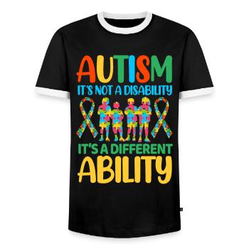 Autism Autistic - Men's Ringer Shirt - black/white - Front - AI Model Female 172 light (172cm) & AI Model Male 178 light (178cm)