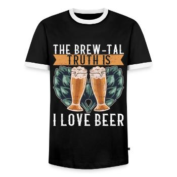 Beer Brewer Beer Brewing - Men's Ringer Shirt - black/white - Front - AI Model Female 172 light (172cm) & AI Model Male 178 light (178cm)