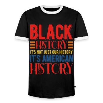 Black History Month Black History - Men's Ringer Shirt - black/white - Front - AI Model Female 172 light (172cm) & AI Model Male 178 light (178cm)