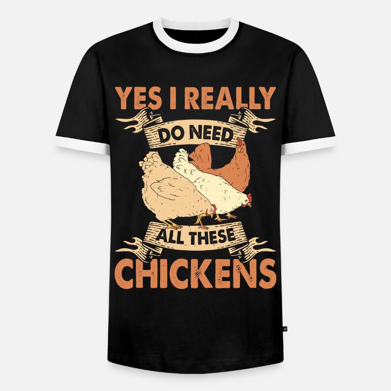 Poulets Élevage de poulets - T-shirt contrasté Homme - noir/blanc