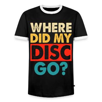 Discgolf Disc Golf - Men's Ringer Shirt - black/white - Front - AI Model Female 172 light (172cm) & AI Model Male 178 light (178cm)