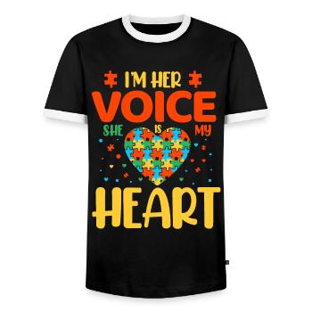 Autisme Autiste - T-shirt contrasté Homme - noir/blanc - Devant - AI Model Female 172 light (172cm) & AI Model Male 178 light (178cm)