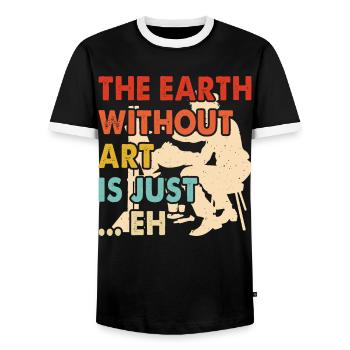 Artist - Men's Ringer Shirt - black/white - Front - AI Model Female 172 light (172cm) & AI Model Male 178 light (178cm)