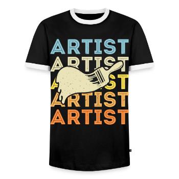 Artist - Men's Ringer Shirt - black/white - Front - AI Model Female 172 light (172cm) & AI Model Male 178 light (178cm)