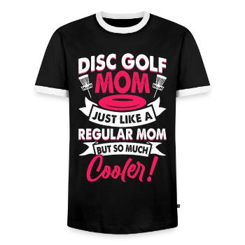 Discgolf Disc Golf - Men's Ringer Shirt - black/white - Front - AI Model Female 172 light (172cm) & AI Model Male 178 light (178cm)