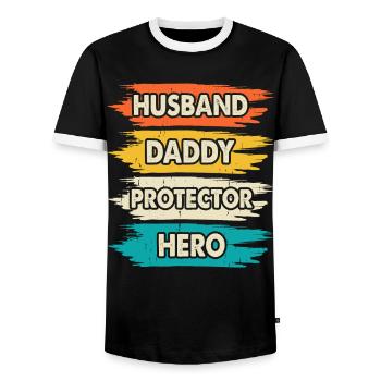 Papa Vater Vatertag - Männer Kontrast-T-Shirt - Schwarz/Weiß - Vorne - AI Model Female 172 light (172cm) & AI Model Male 178 light (178cm)