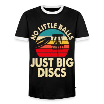 Discgolf Disc Golf - Men's Ringer Shirt - black/white - Front - AI Model Female 172 light (172cm) & AI Model Male 178 light (178cm)