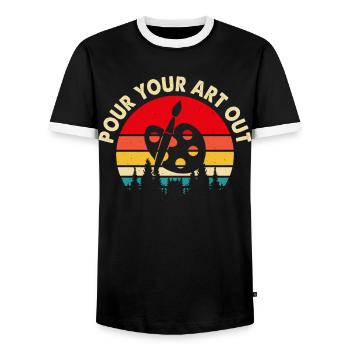 Artist - Men's Ringer Shirt - black/white - Front - AI Model Female 172 light (172cm) & AI Model Male 178 light (178cm)