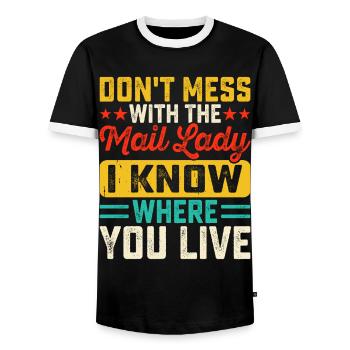 Briefträger Postbote - Männer Kontrast-T-Shirt - Schwarz/Weiß - Vorne - AI Model Female 172 light (172cm) & AI Model Male 178 light (178cm)