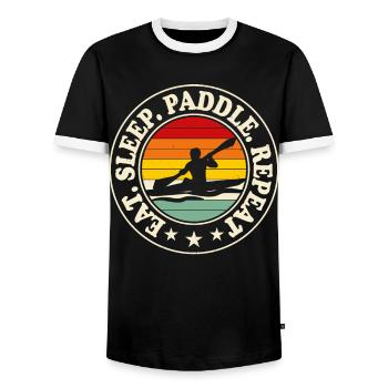 Kajak Kajakfahrer Kajaker - Männer Kontrast-T-Shirt - Schwarz/Weiß - Vorne - AI Model Female 172 light (172cm) & AI Model Male 178 light (178cm)
