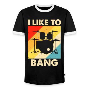 Batterie Batteur Batteur - T-shirt contrasté Homme - noir/blanc - Devant - AI Model Female 172 light (172cm) & AI Model Male 178 light (178cm)