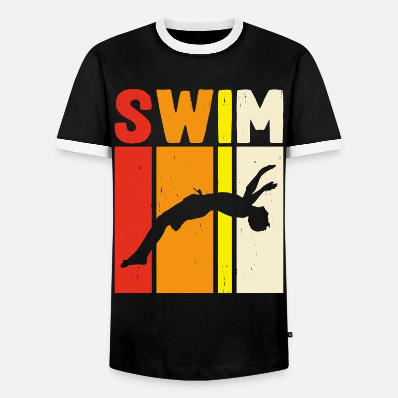 Swimming Float - Men's Ringer Shirt - black/white
