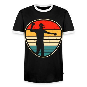 VR Virtual Reality Glasses Virtual Reality - Men's Ringer Shirt - black/white - Front - AI Model Female 172 light (172cm) & AI Model Male 178 light (178cm)