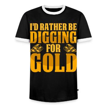 Goldwaschen Goldwäscher Goldschürfer Goldsucher - Männer Kontrast-T-Shirt - Schwarz/Weiß - Vorne - AI Model Female 172 light (172cm) & AI Model Male 178 light (178cm)