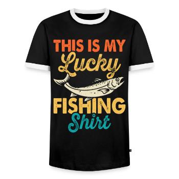 Angeln Angler Fischen - Männer Kontrast-T-Shirt - Schwarz/Weiß - Vorne - AI Model Female 172 light (172cm) & AI Model Male 178 light (178cm)