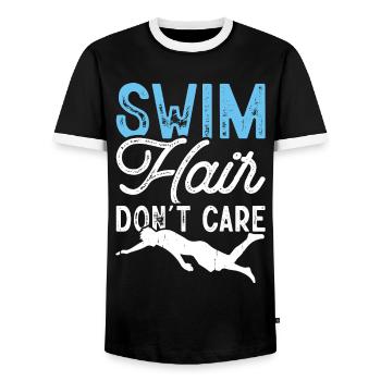 Flotteur de natation - T-shirt contrasté Homme - noir/blanc - Devant - AI Model Female 172 light (172cm) & AI Model Male 178 light (178cm)