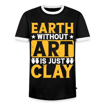 Art - Men's Ringer Shirt - black/white - Front - AI Model Female 172 light (172cm) & AI Model Male 178 light (178cm)