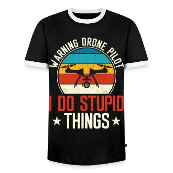Drone - T-shirt contrasté Homme - noir/blanc - Devant - AI Model Female 172 light (172cm) & AI Model Male 178 light (178cm)