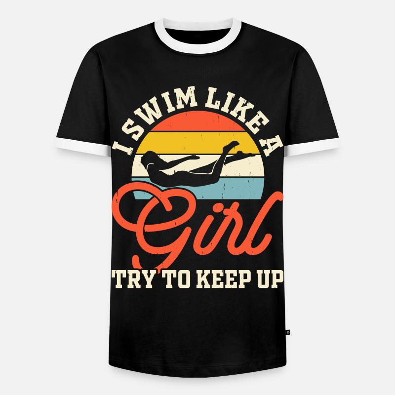 Swimming Float - Men's Ringer Shirt - black/white