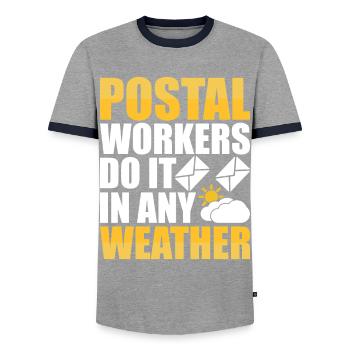 Briefträger Postbote - Männer Kontrast-T-Shirt - Grau/Navy  - Vorne - AI Model Female 172 light (172cm) & AI Model Male 178 light (178cm)