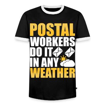 Postman Postman Postman - Men's Ringer Shirt - black/white - Front - AI Model Female 172 light (172cm) & AI Model Male 178 light (178cm)
