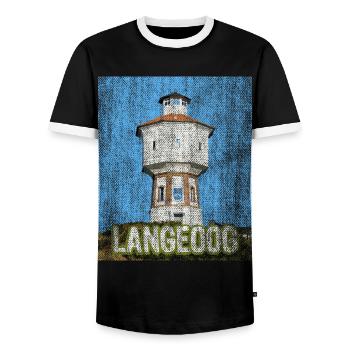 Island of Langeoog Longing - Men's Ringer Shirt - black/white - Front - AI Model Female 172 light (172cm) & AI Model Male 178 light (178cm)
