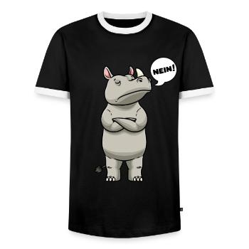 Rhinozeros Nashorn Stur Nein - Männer Kontrast-T-Shirt - Schwarz/Weiß - Vorne - AI Model Female 172 light (172cm) & AI Model Male 178 light (178cm)