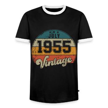 Vintage Geburtstag - Juli 1955 - Geschenkidee - Männer Kontrast-T-Shirt - Schwarz/Weiß - Vorne - AI Model Female 172 light (172cm) & AI Model Male 178 light (178cm)