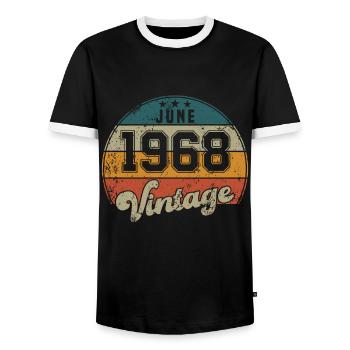 Vintage Geburtstag - Juni 1968 - Geschenkidee - Männer Kontrast-T-Shirt - Schwarz/Weiß - Vorne - AI Model Female 172 light (172cm) & AI Model Male 178 light (178cm)