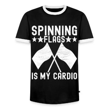 Flag Waving Marching Band Color Guard - Men's Ringer Shirt - black/white - Front - AI Model Female 172 light (172cm) & AI Model Male 178 light (178cm)