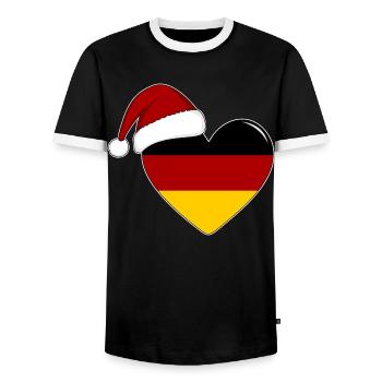 Drapeau de l’Allemagne Coeur de Noël - T-shirt contrasté Homme - noir/blanc - Devant - AI Model Female 172 light (172cm) & AI Model Male 178 light (178cm)
