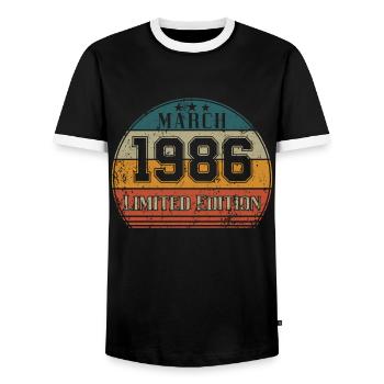 Geburtstag - Limited Edition März 1986 - Männer Kontrast-T-Shirt - Schwarz/Weiß - Vorne - AI Model Female 172 light (172cm) & AI Model Male 178 light (178cm)