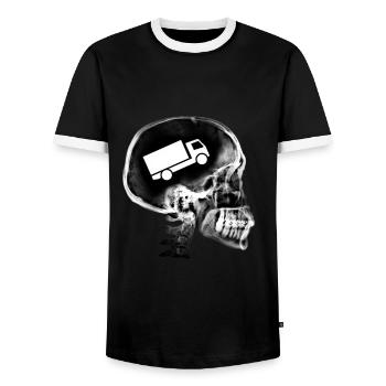 Funny Trucker Truck Delivery Truck Gift - Men's Ringer Shirt - black/white - Front - AI Model Female 172 light (172cm) & AI Model Male 178 light (178cm)