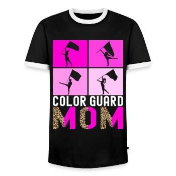 Flag Waving Marching Band Color Guard - Men's Ringer Shirt - black/white - Front - AI Model Female 172 light (172cm) & AI Model Male 178 light (178cm)