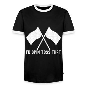 Flag Waving Marching Band Color Guard - Men's Ringer Shirt - black/white - Front - AI Model Female 172 light (172cm) & AI Model Male 178 light (178cm)