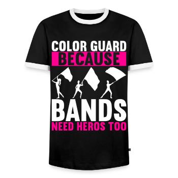 Drapeau agitant la fanfare garde de couleur - T-shirt contrasté Homme - noir/blanc - Devant - AI Model Female 172 light (172cm) & AI Model Male 178 light (178cm)