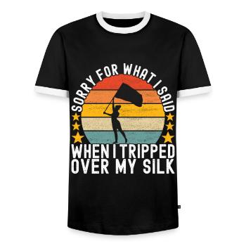 Fahnenschwenker Marching Band Color Guard - Männer Kontrast-T-Shirt - Schwarz/Weiß - Vorne - AI Model Female 172 light (172cm) & AI Model Male 178 light (178cm)