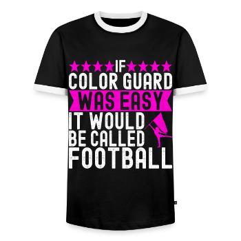 Flag Waving Marching Band Color Guard - Men's Ringer Shirt - black/white - Front - AI Model Female 172 light (172cm) & AI Model Male 178 light (178cm)