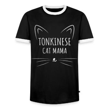 Tonkinese Cat Mom - Men's Ringer Shirt - black/white - Front - AI Model Female 172 light (172cm) & AI Model Male 178 light (178cm)