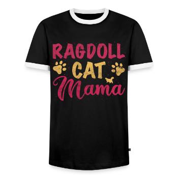 Ragdoll Cat Mom - Männer Kontrast-T-Shirt - Schwarz/Weiß - Vorne - AI Model Female 172 light (172cm) & AI Model Male 178 light (178cm)