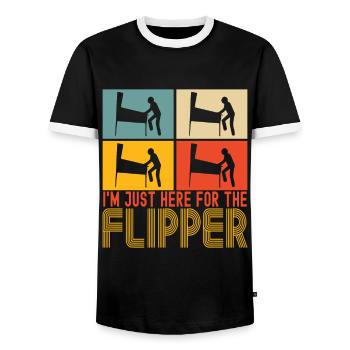Pinball Flipper - Men's Ringer Shirt - black/white - Front - AI Model Female 172 light (172cm) & AI Model Male 178 light (178cm)