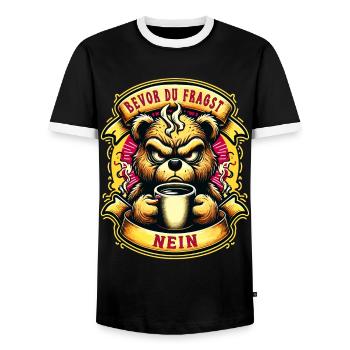 Bevor Du Fragst Nein Teddybär Kaffee Müde - Männer Kontrast-T-Shirt - Schwarz/Weiß - Vorne - AI Model Female 172 light (172cm) & AI Model Male 178 light (178cm)