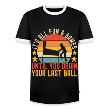 Pinball Flipper - Men's Ringer Shirt - black/white - Front - AI Model Female 172 light (172cm) & AI Model Male 178 light (178cm)