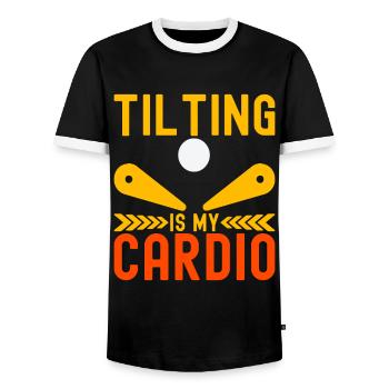 Pinball Flipper - Men's Ringer Shirt - black/white - Front - AI Model Female 172 light (172cm) & AI Model Male 178 light (178cm)
