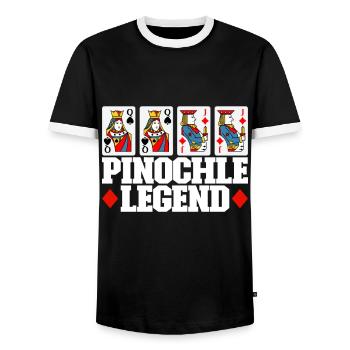 Binocular Pinochle - Men's Ringer Shirt - black/white - Front - AI Model Female 172 light (172cm) & AI Model Male 178 light (178cm)